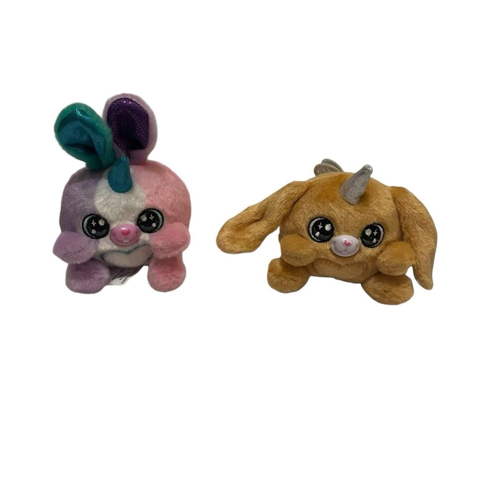 Zuru Rainbocorns Bunnycorn Surprise Plush Toy 4" Mini Multicolor Tan Lot of 2